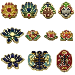 DIY enamel lucky charm pendants with lotus and knots for bracelets and necklaces