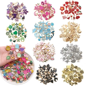Mixed enamel alloy charms set for DIY jewelry making with diverse shapes and colors