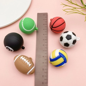 Miniature 3D sports ball pendants including basketball and soccer for DIY keychains
