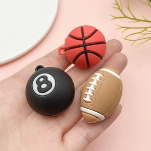 Miniature silicone sports charms featuring basketball, billiards and rugby ball pendants