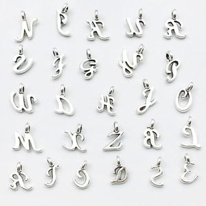 Alphabet Anhänger Zinklegierung Silber Ton Kursive Script Initial Buchstaben Anhänger Für DIY Halskette Armband Schmuckherstellung