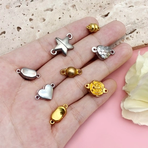 Assorted gold and silver zinc alloy magnetic heart and star jewelry clasps for DIY bracelets