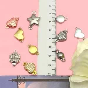 Zinc alloy magnetic jewelry clasps in heart and star shapes for DIY bracelets