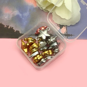 Macro shot of assorted magnetic jewelry clasps for DIY bracelets in a plastic box