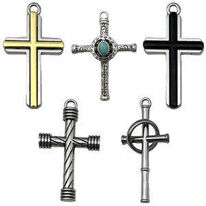 Pendentifs croix assortis en alliage d'argent vintage avec motifs circulaires pour bijoux DIY