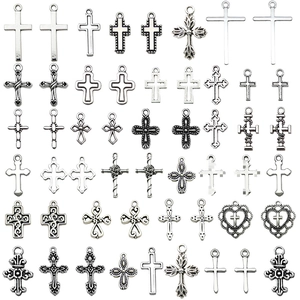 Variété de pendentifs en forme de croix en argent vintage pour bijoux DIY