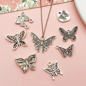 Set di ciondoli a farfalla in argento vintage per gioielli fai da te e collane