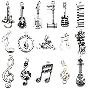 15er-Set Antiksilber Musik-Anhänger mit Gitarren und Noten für DIY-Schmuckherstellung