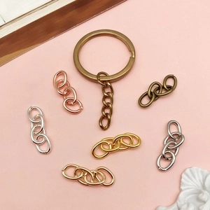 Llavero de metal DIY con cadenas de cuatro eslabones en oro, plata, oro rosa y bronce