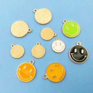 Colorful smiley face alloy charms for DIY jewelry making in various vibrant colors