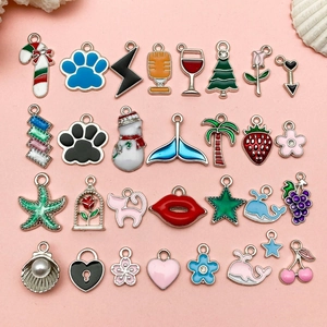 Assorted DIY Jewelry Charms Enamel Zinc Alloy Pendants Botanical Animal Festive Theme For Necklace Bracelet Making Craft Jewelry