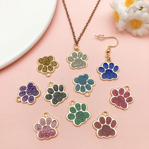 Pendentifs pattes de chat pailletés en alliage pour création de bijoux DIY en plusieurs couleurs
