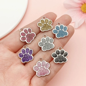 Pendentifs pattes de chat et chien pailletées en sept couleurs pour création de bijoux DIY