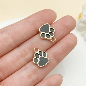 Détails de pendentifs pattes en alliage avec émail noir pour création de bijoux DIY