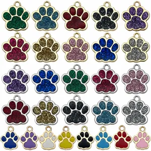 Pendentifs pattes de chat en alliage émaillé et pailleté pour création bijoux DIY