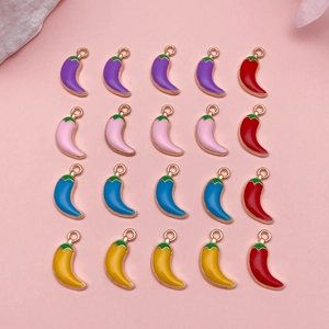 Cartoon Colorful Chili Pepper Alloy Enamel Pendants For DIY Jewelry Making Necklaces Earrings Bracelet Keychain Accessories