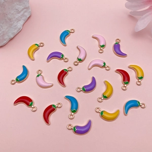 Colorful enamel chili pepper alloy charms for DIY necklaces and bracelets making