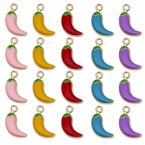 20pcs colorful chili pepper charms in five enamel colors for DIY jewelry making and crafts
