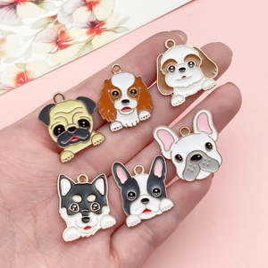 Lot de 6 mignons pendentifs chiens en émail et alliage pour bijoux DIY et porte-clés