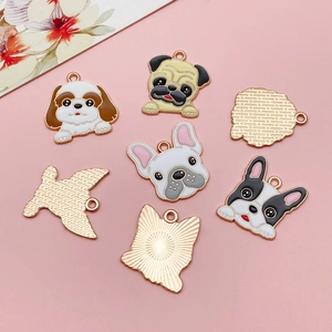 Pendentifs chiens mignons en émail et alliage pour bijoux DIY et porte-clés créatifs