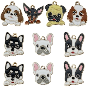 Pendentifs chiens en émail et alliage pour porte-clés DIY et bijoux créatifs