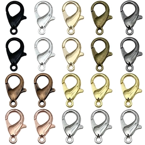 Assorted alloy lobster clasps in multiple metallic colors for DIY jewelry making