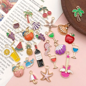 Assorted colorful summer fruit and ocean alloy enamel charms for DIY jewelry making