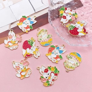 Détails de breloques lapin en émail coloré pour bijoux DIY et porte-clés personnalisés