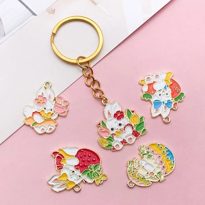 Pendentifs lapins mignons en alliage émaillé pour bijoux DIY et accessoires porte-clés