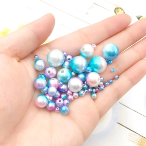 Mix of iridescent gradient ABS pearl beads for DIY jewelry making in various sizes
