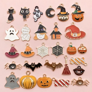 Halloween Pendentifs en Alliage Émail pour DIY Bijoux Citrouille Fantôme Chauve-souris Sorcière Chat Charms pour Bracelet