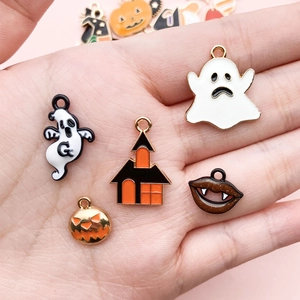 Pendentifs Halloween en émail avec fantômes, citrouilles et maisons hantées pour bijoux DIY