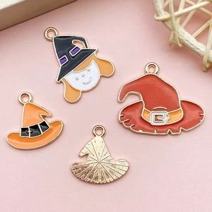 Pendentifs émaillés d'Halloween chapeau et tête de sorcière pour création de bijoux DIY
