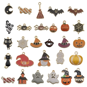 Breloques Halloween en émail assorties avec citrouille fantôme et chauve-souris pour DIY