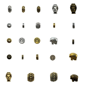 Mélange de 24 perles d'espacement en alliage or et argent antique pour bijoux