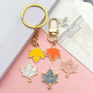 Colorful maple leaf alloy pendants with pearlescent finish for DIY jewelry and keychains