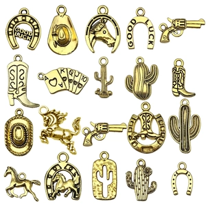 Lot de 18 pendentifs style cowboy occidental en alliage doré antique pour bijoux DIY
