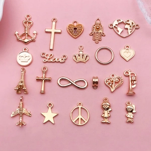 Vintage Zinc Alloy DIY Jewelry Charms Pendants Rose Gold Heart Cross Anchor Infinity Love Shape For Necklace Earring Accessory