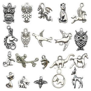 Lot de 18 breloques animaux en argent antique pour création de bijoux DIY et colliers