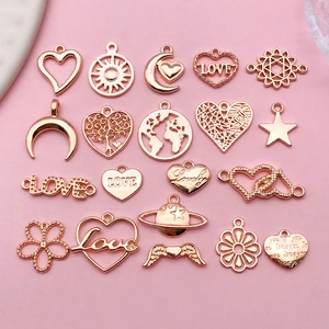 Alloy KC Gold Hollow Heart Love Letter Charms Assortment For DIY Jewelry Making Pendants Bracelet Necklace Accessories