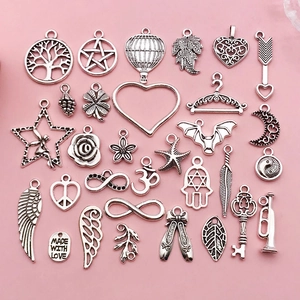 Mixed Antique Silver Alloy Charms Pendants For DIY Jewelry Making Wings Hot Air Balloon Heart Star Life Tree Bracelet Necklace Findings