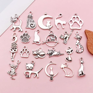 Antiksilber Katzen Anhänger Für Schmuckherstellung DIY Kätzchen Pfote Legierung Charms Für Armband Halskette Basteln