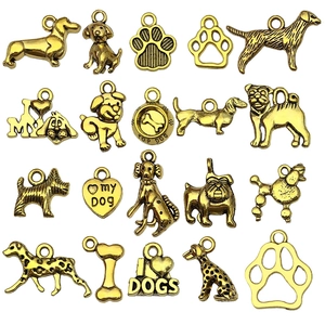 Lot de 20 pendentifs chien dorés antiques avec os et pattes pour bijoux DIY créatifs