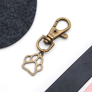 Pendentif patte de chien bronze antique avec fermoir mousqueton pour bijoux DIY