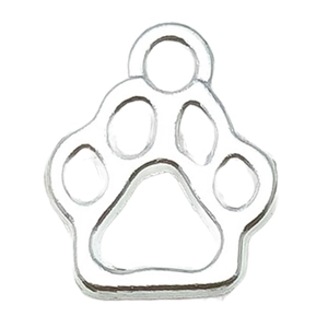 Silver hollow pet paw print charm for DIY jewelry with top hanging ring detail