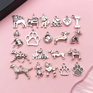 Pendentifs Chien en Alliage Argent Antique pour Bijoux DIY Animal Chiot Os Patte Cœur Breloques Accessoires de Collier