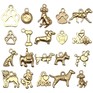 Lot de 20 breloques dorées en alliage de chiens pour la création de bijoux DIY et colliers