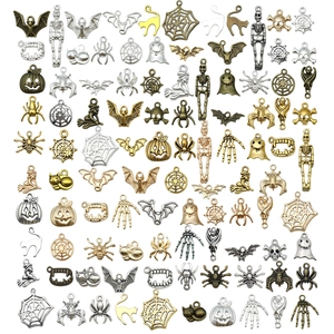 Lot de pendentifs Halloween en métal avec citrouille fantôme et araignée pour bijoux DIY