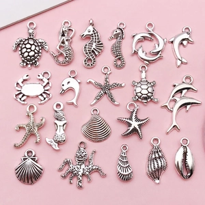 Antique Silver Marine Animal Alloy Pendants Sea Star Dolphin Shell Turtle DIY Charms For Jewelry Making Keychain Accessory