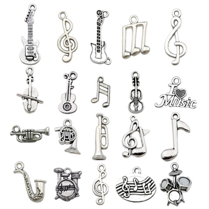 20pcs set of vintage silver musical instrument charms for DIY necklaces and jewelry